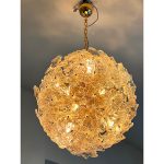 Transparent and Gold "Lotus" Murano Glass Sputnik Chandelier - Image 8