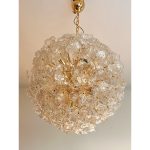 Transparent and Gold "Lotus" Murano Glass Sputnik Chandelier - Image 9