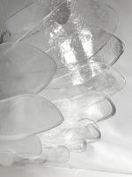 Huge Transparent and Sanded  "Petals" Murano  Glass Flush Mount - Image 4