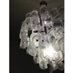 Italian Murano Glass "Ricci" Chandelier With  Clear and White Swirling Glass - Image 8