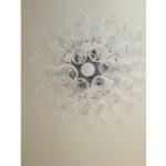 Italian Murano Glass "Ricci" Chandelier With  Clear and White Swirling Glass - Image 4