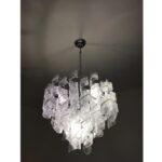 Italian Murano Glass "Ricci" Chandelier With  Clear and White Swirling Glass - Image 7