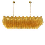 Contemporary Rectangular Luxury "Tronchi" Murano Glass Gold Chandelier