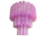 Contemporary Scenographic Fucsia “Tronchi” Murano Glass Chandelier