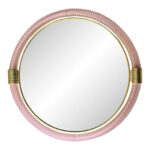 Mid-Century Modern Round Torchon- Torciglione Murano Glass Mirror