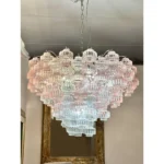 Romantic Venetian Pink "Rigadin Manubri" Murano Glass Chandelier in Venini Style - Image 4