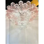 Romantic Venetian Pink "Rigadin Manubri" Murano Glass Chandelier in Venini Style - Image 9