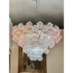 Romantic Venetian Pink "Rigadin Manubri" Murano Glass Chandelier in Venini Style - Image 5