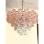 Romantic Venetian Pink "Rigadin Manubri" Murano Glass Chandelier in Venini Style - Image 2