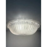 Traditional Italian White Graniglia "Budino" Murano Glass Flush Mount in 70' Style - Image 5