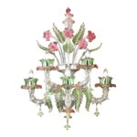Venetian Floral “Cà Rezzonico” Murano Glass Wall Sconce With Silver Leaf