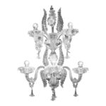 Venetian Imperial Trasparent Murano Glass Floreal Wall Sconce