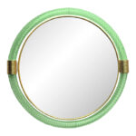 Venetian Round Green-Wather ”Torgiglione-Torchon” Murano Glass Wall Mirror