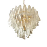 Venetian Transparent “Rondini” Murano Glass Gold Chandelier