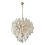 Venetian Transparent “Rondini” Murano Glass Gold Chandelier - Image 10