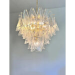 Venetian Transparent “Rondini” Murano Glass Gold Chandelier - Image 2