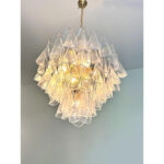 Venetian Transparent “Rondini” Murano Glass Gold Chandelier - Image 6