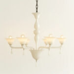 Contemporary Italian 6 Arms White Murano Glass Chandelier - Image 9