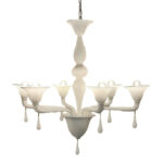 Contemporary Italian 6 Arms White Murano Glass Chandelier - Image 2