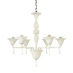 Contemporary Italian 6 Arms White Murano Glass Chandelier - Image 3