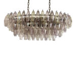 Contemporary Multicolored Oval “Poliedri” Murano Glass Burnish Chandelier in Venini Style