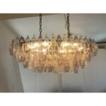 Contemporary Multicolored Oval “Poliedri” Murano Glass Burnish Chandelier in Venini Style - Image 2