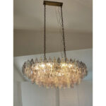 Contemporary Multicolored Oval “Poliedri” Murano Glass Burnish Chandelier in Venini Style - Image 3