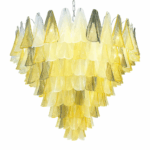 Monumental Italian Amber and Fumè Multicolor “Rondini” Murano Glass Chandelier