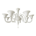 Italian Contemporary White Murano Glass Chandelier in Decò Style
