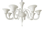 Italian Contemporary White Murano Glass Chandelier in Decò Style - Image 6
