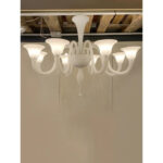Italian Contemporary White Murano Glass Chandelier in Decò Style - Image 7