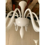 Italian Contemporary White Murano Glass Chandelier in Decò Style - Image 8