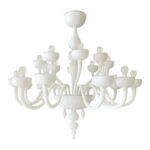Italina Monumental Contemporary 18 Arms in White Murano  Glass Chandelier - Image 5