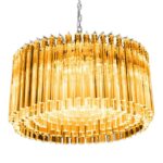 Mid-Century Modern Italian Amber Triedro "Concava" Chandelier