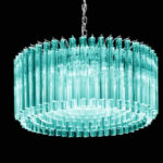 Mid-Century Modern Italian Light-Blue Triedro "Concava" Chandelier - Image 2