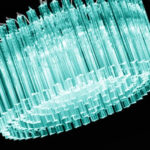 Mid-Century Modern Italian Light-Blue Triedro "Concava" Chandelier - Image 4