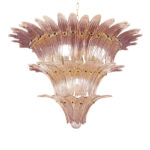 Pink “Palmette” Murano Glass gold Chandelier