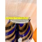 Artistic Italian Vase in Beige Hand-Made Murano Glass With Blue and Brown Reeds - Image 2