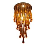 Amber “Big Drops” Murano Glass cascade Flush Mount