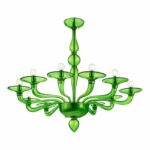 Contemporary Italian lively Green Murano Glass Chandelier