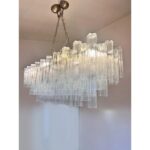 Contemporary Luxury Rectangular "Tronchi" Murano Glass Burnished Chandelier - Image 4