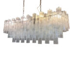 Contemporary Luxury Rectangular "Tronchi" Murano Glass Burnished Chandelier