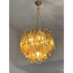 Contemporary Modern Amber "Rondini" Murano Glass Chandelier. - Image 6