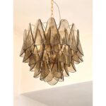 Contemporary Modern Smoked-Fumè "Rondini" Murano Glass Chandelier - Image 4