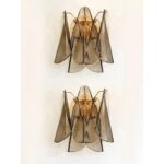 Contemporary Modern Smoked-Fumè "Rondini" Murano Wall Sconce - Image 5