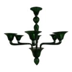 Contemporary Murano Glass Chandelier in Decò Style  in Translucent Dark Green Color