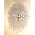 Contemporary Oval Transparent “Tronchi” Murano Glass Chandelier in Venini Style. - Image 3