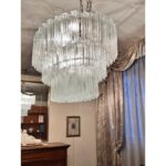 Contemporary Oval Transparent “Tronchi” Murano Glass Chandelier in Venini Style. - Image 8
