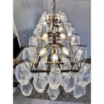 Contemporary Rectangular "Poliedro" Murano Glass Brunish Chandelier - Image 6