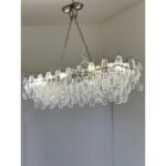 Contemporary Rectangular "Poliedro" Murano Glass Brunish Chandelier - Image 9